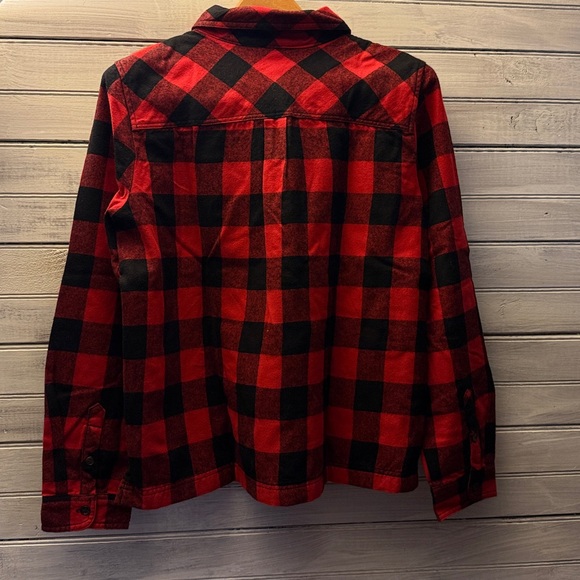 Red and Black Plaid Half Button Shirt - Picture 2 of 2